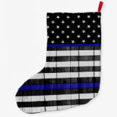 Din Blue Line Police Wooden Flag Grote Kerstsok (Achterkant)