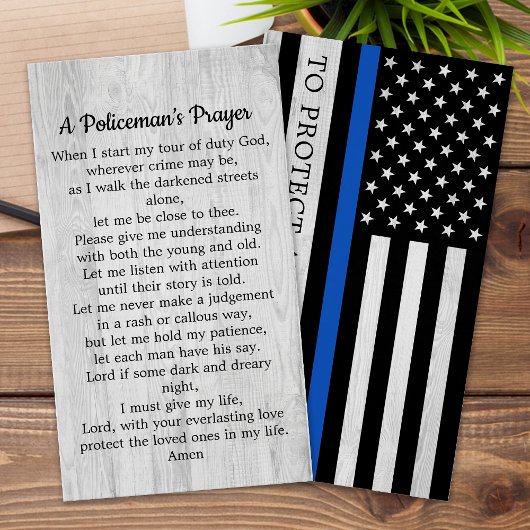 Din Blue Line Policeman's Prayer Card Bulk Visitekaartje