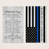 Din Blue Line Policeman's Prayer Card Bulk Visitekaartje (Voorkant /achterkant)