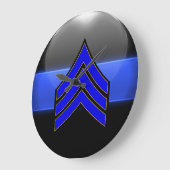 Din Blue Line - Sergeant Stripes Rank Insignia Grote Klok (Hoek)