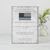 Din Blue Line Silver Police Flag Graduparty Kaart (Staand voorkant)