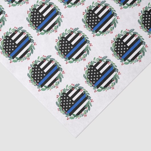 Din Blue Line Wreate Holiday Kerstmis Tissuepapier (Detail)