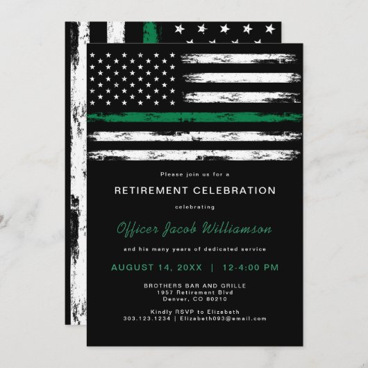 Din-groene lijn vlag militaire afboeking kaart (Voorkant / Achterkant)