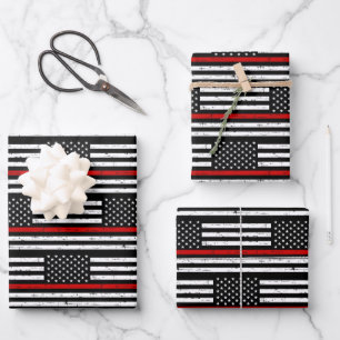 Din Red Line Fireman Flag Retirement Firefigher Inpakpapier Vel