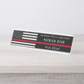Din-rode lijnbrandblusser Vlagsterstrips Bureau Naambordje (Voorkant)