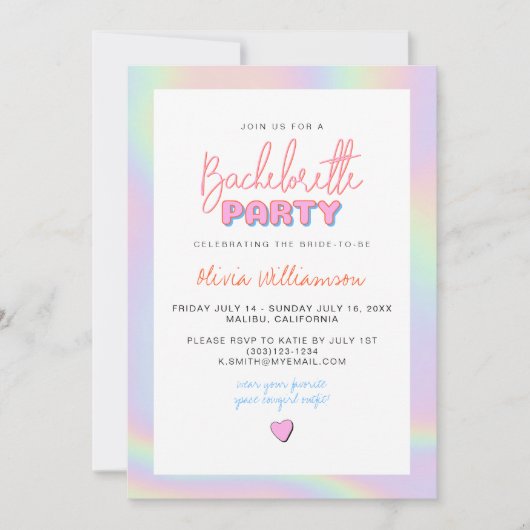 DINA Holographic Space Cowgirl Bachelorette Party Kaart (Voorkant)