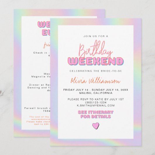 DINA Holographic Space Cowgirl Birthday Kaart (Voorkant / Achterkant)