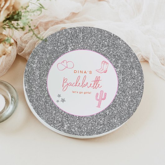 DINA Space Cowgirl Desert Bachelorette Disco Papieren Bordje
