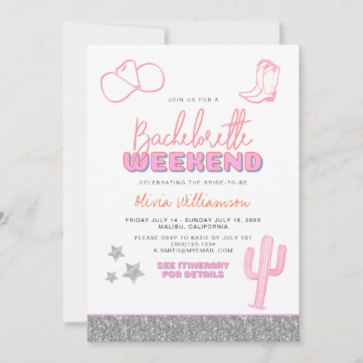 DINA Space Cowgirl Desert Bachelorette Kaart (Voorkant)