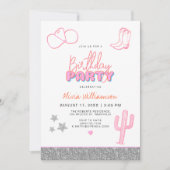 DINA Space Cowgirl Desert Birthday Party Kaart (Voorkant)