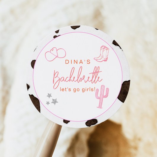 DINA Space Cowgirl Woestijn Bachelorette Disco Ronde Sticker