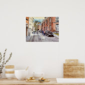 Dinant België Straatscène Aquarel Poster (Keuken)