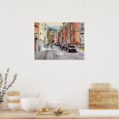 Dinant België Straatscène Aquarel Poster (Keuken)