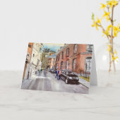 Dinant Belgium Street Scene Waterverf Kaart (Gele Bloem)