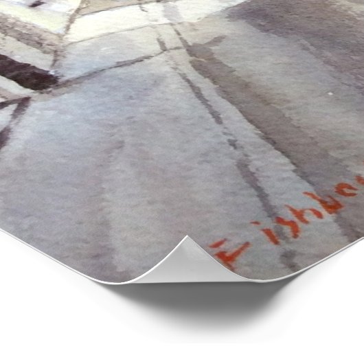 Dinant Belgium Street Scene Waterverf Poster (Hoek)