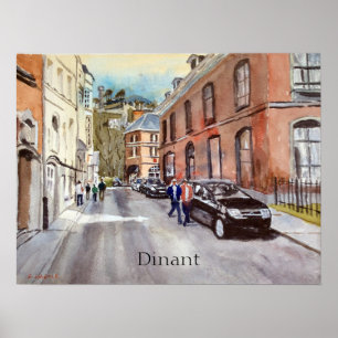 Dinant Belgium Street Scene Waterverf Poster