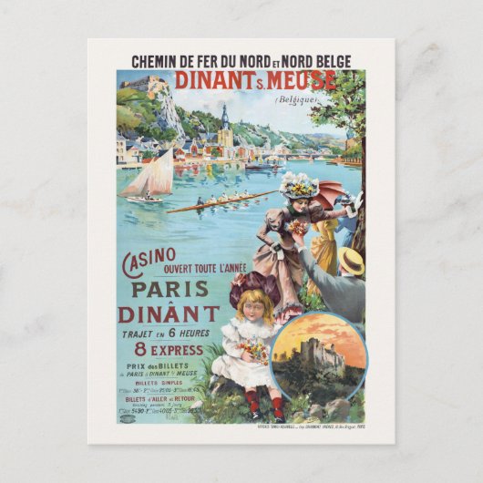 Dinant Meuse Belgique Vintage Poster 1890 Briefkaart (Voorkant)