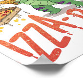 Dinaour eet pizza voor voedselliefhebber poster (Hoek)