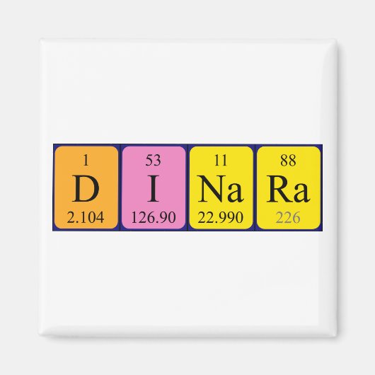 Dinara periodiek table name magnet (Voorkant)