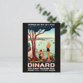 Dinard-kustlijn, zwemmeisjes, vintage-reis briefkaart (Staand voorkant)