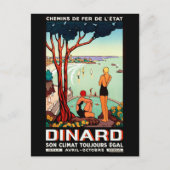 Dinard-kustlijn, zwemmeisjes, vintage-reis briefkaart (Voorkant)