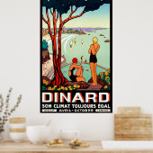 Dinard-kustlijn, zwemmeisjes, vintage-reis poster (Keuken)