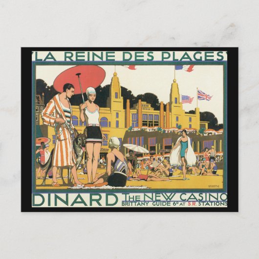 Dinard the New Casino_Vintage Travel Briefkaart (Voorkant)