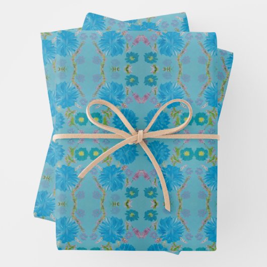 Dina's Blooming Blues inpakpapier Vel (In situ)