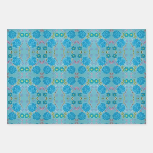 Dina's Blooming Blues inpakpapier Vel (Voorkant)