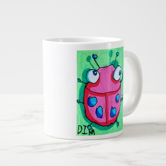 Dina's Ladybug (dubbel afbeelding) Jumboformaat Grote Koffiekop (Voorkant rechts)