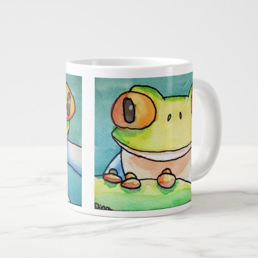 Dina's Tree Kikker (dubbel afbeelding) Jumbo-Mok Grote Koffiekop (Voorkant rechts)