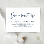 Dine met ons, Wedding Rehearsal Dinner Invitation Kaart<br><div class="desc">Dine bij ons, modern, minimalistisch design themed, trouwrepetitieve uitnodigkaart voor het avondeten (in Navy Blue font en je kunt de lettertypekleur eenvoudig wijzigen). Een huwelijksrepetitie met de toekomstige Bride en de toekomstige Groom, voor hun grote dag? Nodig de gasten met deze perfecte Kaart van de Uitnodiging van de Rondhoorsrepetitie uit....</div>