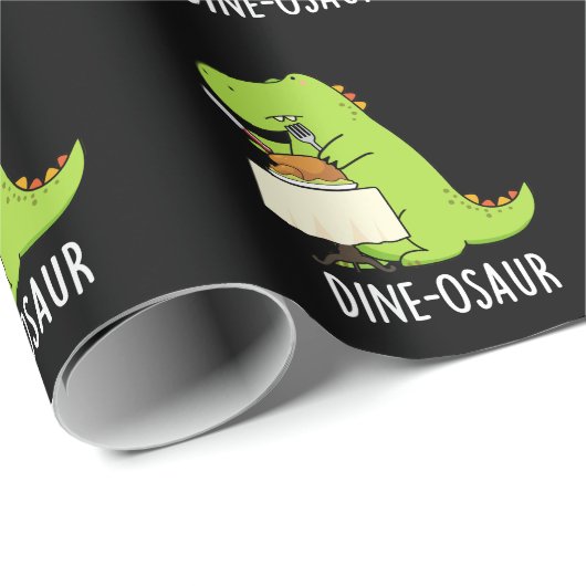 Dine-osaur Grappige Dinosaurus Pun Donker BG Cadeaupapier (Rol Hoek)
