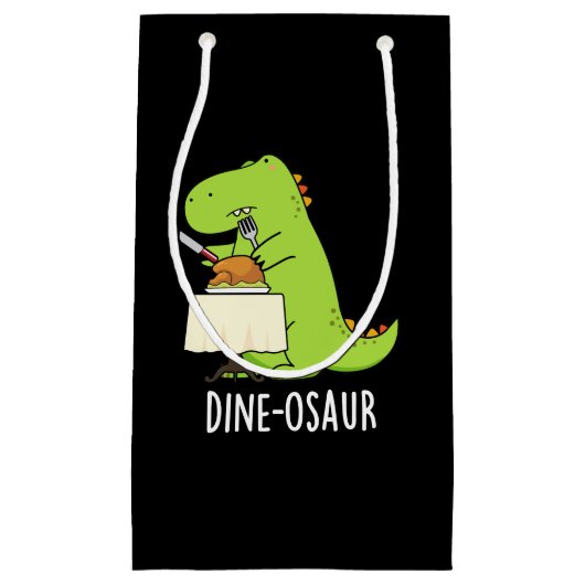 Dine-osaur Grappige Dinosaurus Pun Donker BG Klein Cadeauzakje (Voorkant)