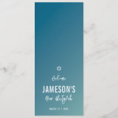 DINEERMENU moderne ster blauwe mint ombre-gradiënt Menu (Achterkant)