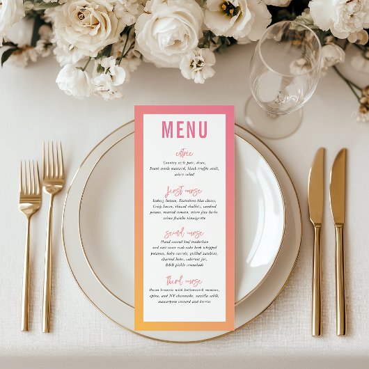 DINEERMENU moderne ster roze geel ombre verloop Menu