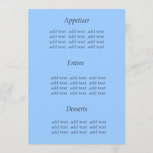 Dinemenu-kaart, maisbloem menu (Achterkant)