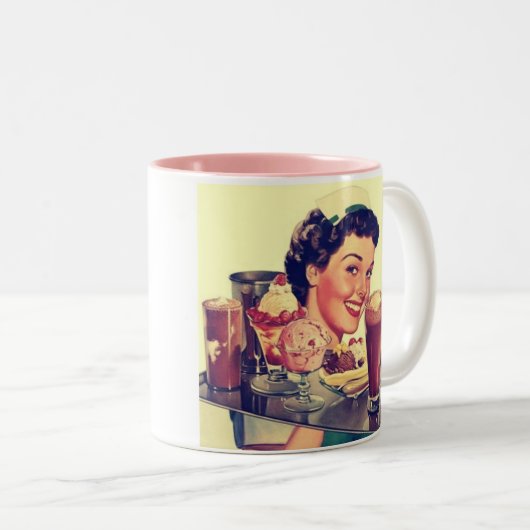 Diner  1950 tweekleurige koffiemok (Voorkant rechts)