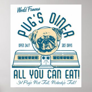 Diner 50-inch Retro VIntage-affiches van Pug Poster