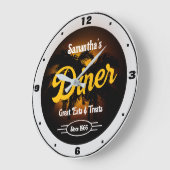 Diner Any Name Date Palmbomen Grijze Rand Grote Klok (Hoek)