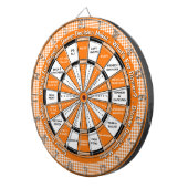Diner beslissingsmaker! Oranje geruit tafelkleed Dartbord (Voorkant Rechts)