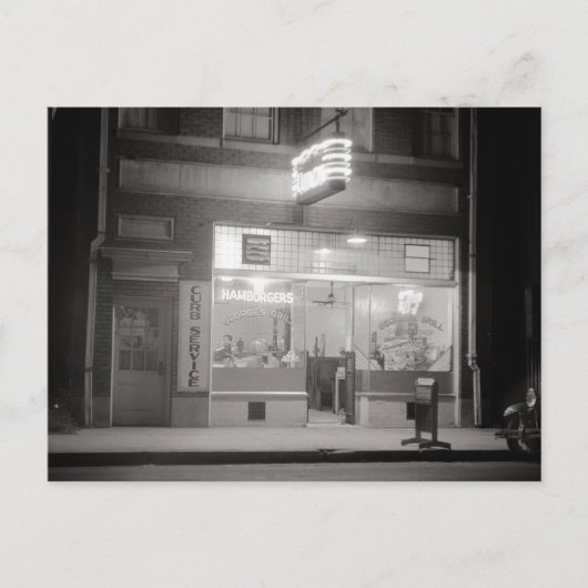 Diner bij nacht 1940 briefkaart (Voorkant)