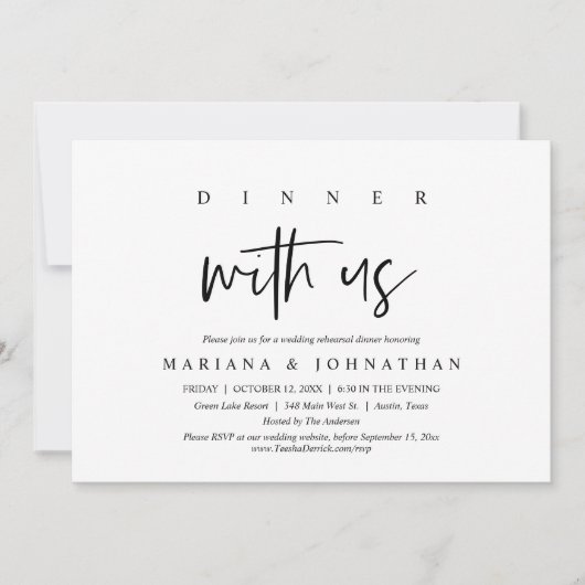 Diner bij ons thuis, proefhuwelijksfeest kaart (Voorkant)