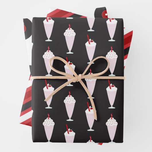 Diner Black Red Trio uit de jaren 1950 Inpakpapier Vel (In situ)