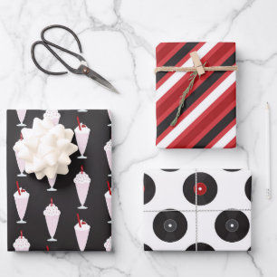 Diner Black Red Trio uit de jaren 1950 Inpakpapier Vel