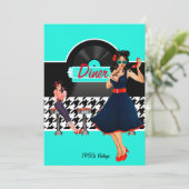 Diner blauwgroen zwart-wit, ingecheckte retro uit  kaart (Staand voorkant)