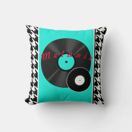 Diner blauwgroen zwart-wit, ingecheckte retro uit  kussen