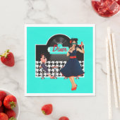 Diner blauwgroen zwart-wit, ingecheckte retro uit  servet (Insitu)