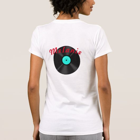 Diner blauwgroen zwart-wit, ingecheckte retro uit t-shirt (Achterkant)