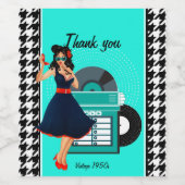 Diner blauwgroen zwart-wit, ingecheckte retro uit  wijn etiket (Enkel label)